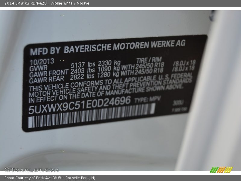 Alpine White / Mojave 2014 BMW X3 xDrive28i