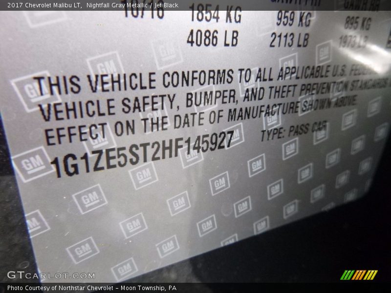 Nightfall Gray Metallic / Jet Black 2017 Chevrolet Malibu LT