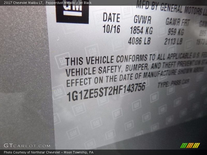 Pepperdust Metallic / Jet Black 2017 Chevrolet Malibu LT