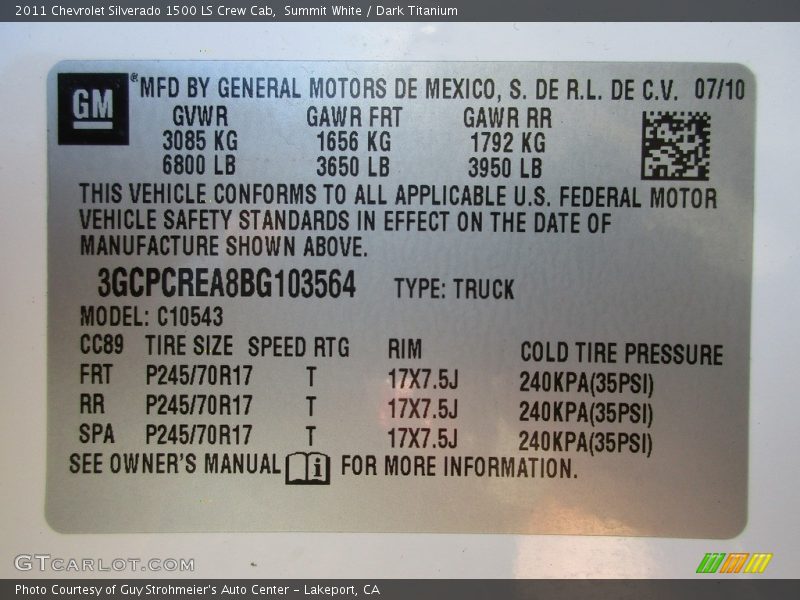 Summit White / Dark Titanium 2011 Chevrolet Silverado 1500 LS Crew Cab
