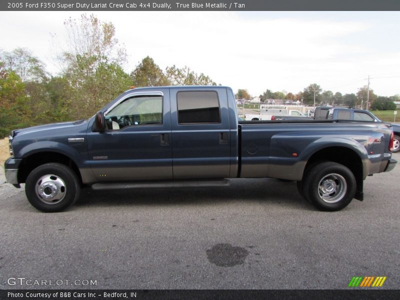 True Blue Metallic / Tan 2005 Ford F350 Super Duty Lariat Crew Cab 4x4 Dually