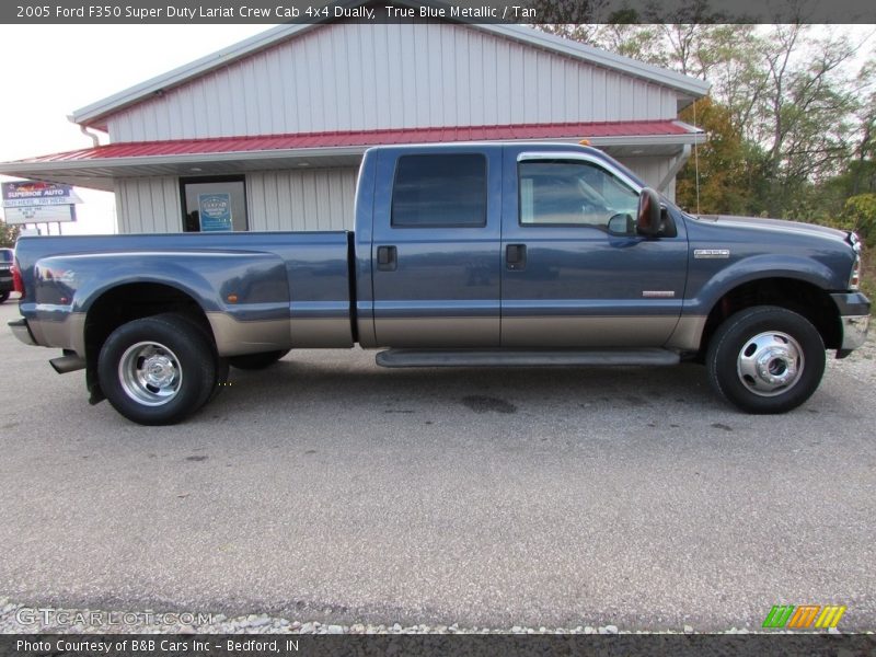 True Blue Metallic / Tan 2005 Ford F350 Super Duty Lariat Crew Cab 4x4 Dually
