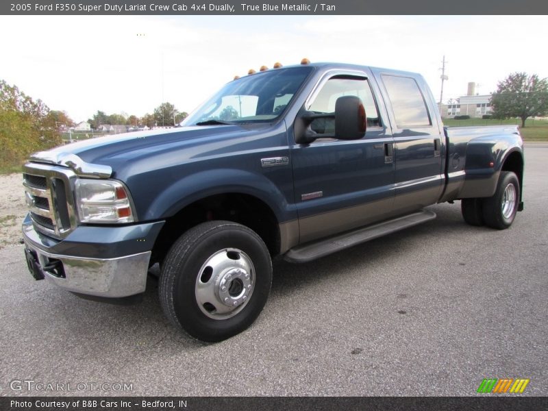 True Blue Metallic / Tan 2005 Ford F350 Super Duty Lariat Crew Cab 4x4 Dually