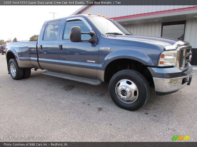 True Blue Metallic / Tan 2005 Ford F350 Super Duty Lariat Crew Cab 4x4 Dually