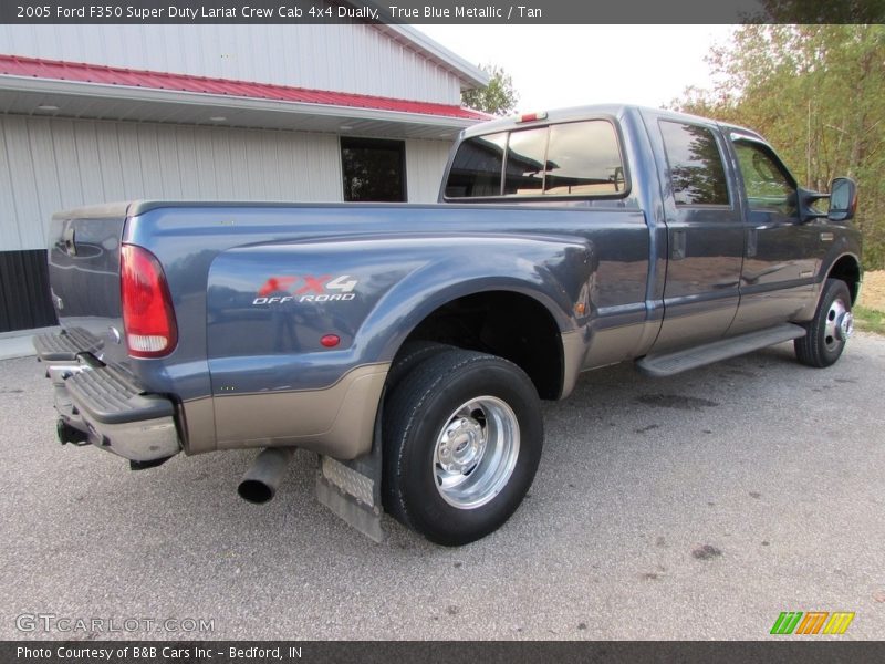 True Blue Metallic / Tan 2005 Ford F350 Super Duty Lariat Crew Cab 4x4 Dually