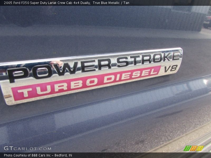 True Blue Metallic / Tan 2005 Ford F350 Super Duty Lariat Crew Cab 4x4 Dually