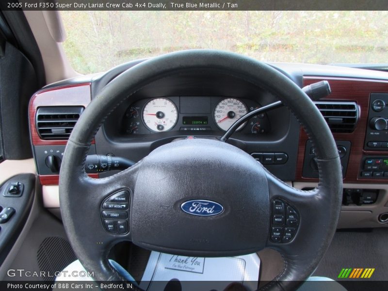 True Blue Metallic / Tan 2005 Ford F350 Super Duty Lariat Crew Cab 4x4 Dually