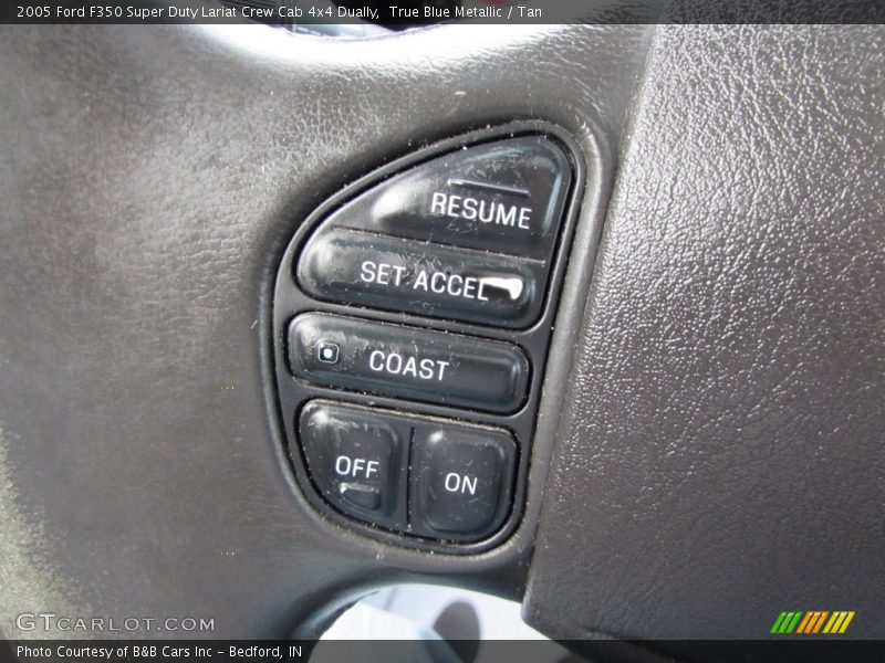 True Blue Metallic / Tan 2005 Ford F350 Super Duty Lariat Crew Cab 4x4 Dually