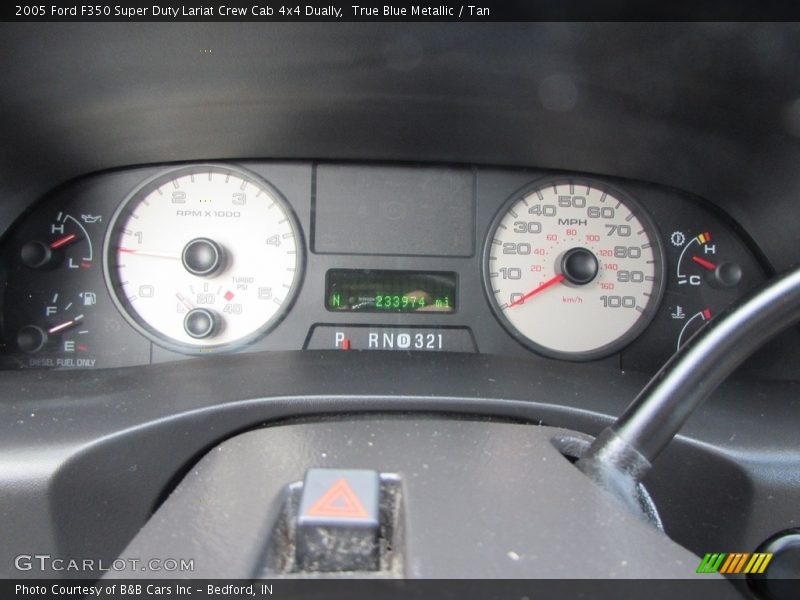 True Blue Metallic / Tan 2005 Ford F350 Super Duty Lariat Crew Cab 4x4 Dually