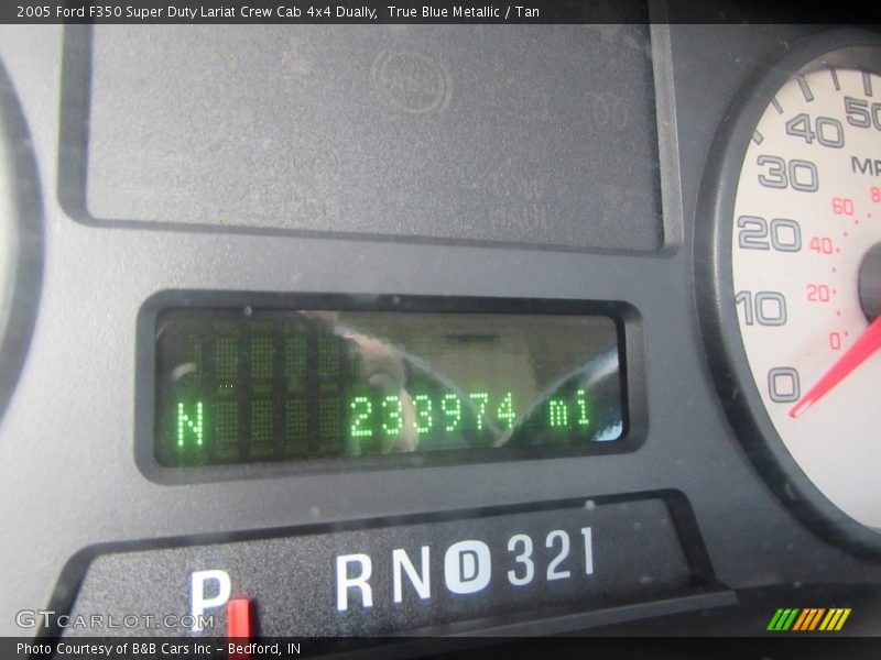 True Blue Metallic / Tan 2005 Ford F350 Super Duty Lariat Crew Cab 4x4 Dually