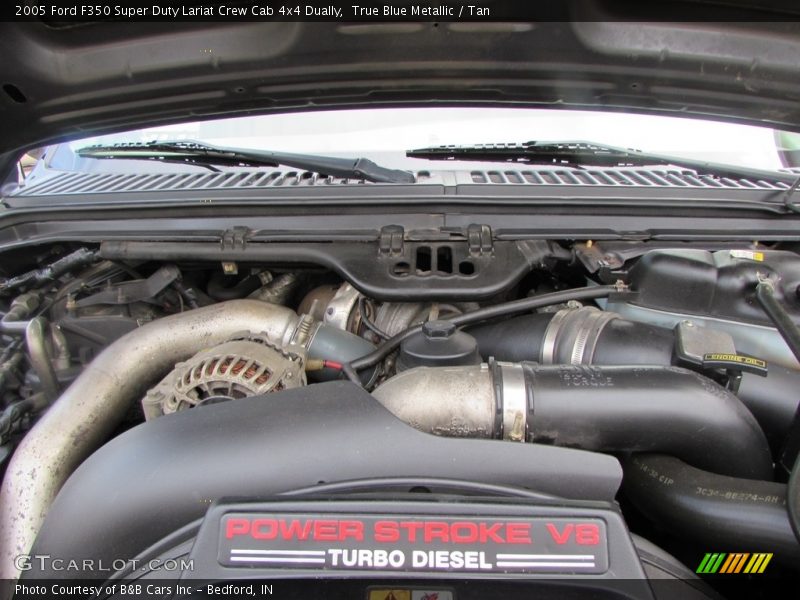 True Blue Metallic / Tan 2005 Ford F350 Super Duty Lariat Crew Cab 4x4 Dually