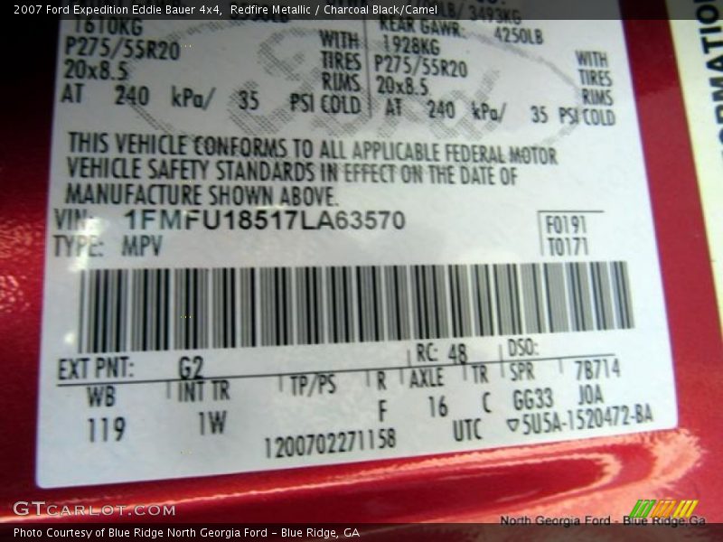 Redfire Metallic / Charcoal Black/Camel 2007 Ford Expedition Eddie Bauer 4x4