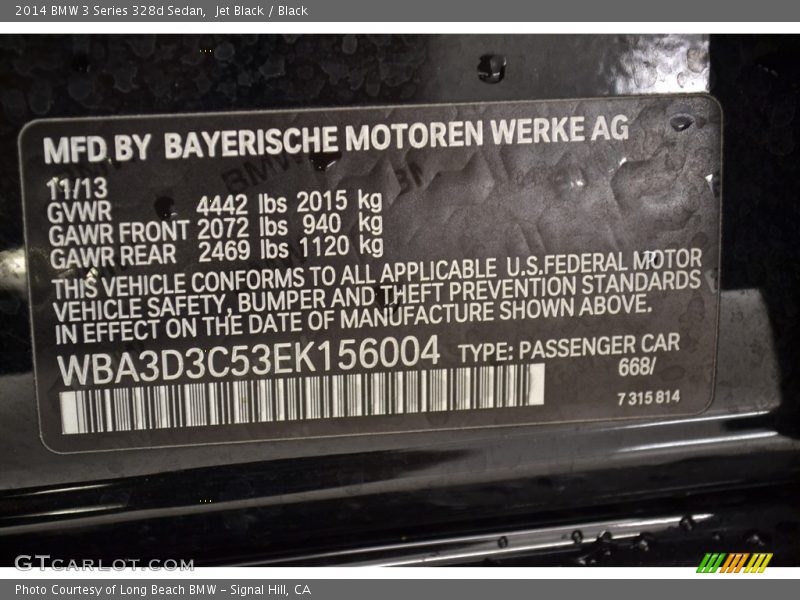 Jet Black / Black 2014 BMW 3 Series 328d Sedan