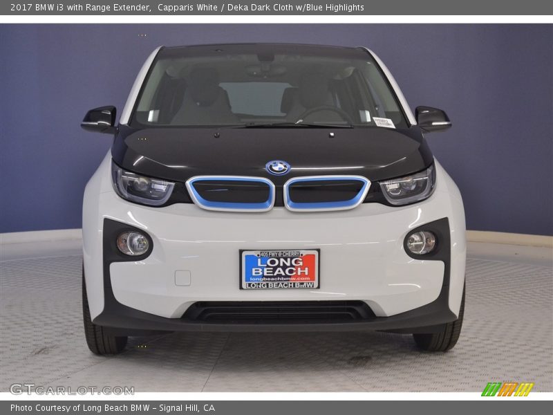 Capparis White / Deka Dark Cloth w/Blue Highlights 2017 BMW i3 with Range Extender