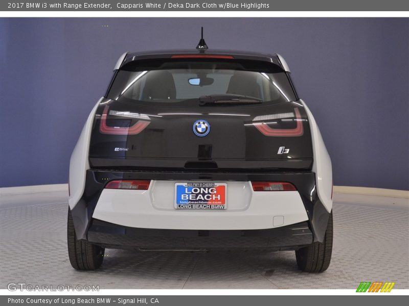 Capparis White / Deka Dark Cloth w/Blue Highlights 2017 BMW i3 with Range Extender