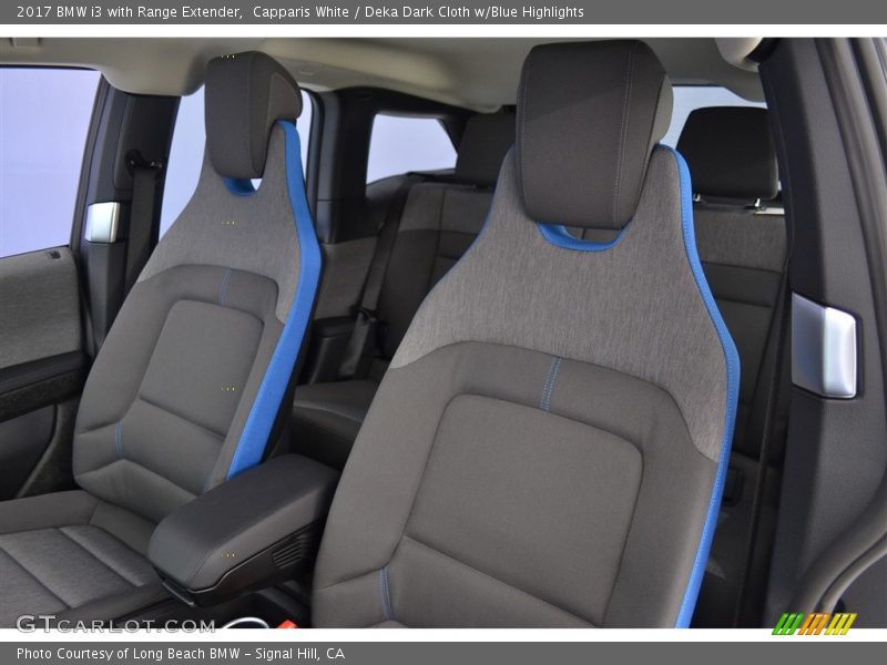 Capparis White / Deka Dark Cloth w/Blue Highlights 2017 BMW i3 with Range Extender