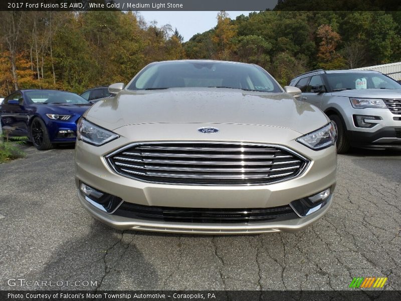 White Gold / Medium Light Stone 2017 Ford Fusion SE AWD