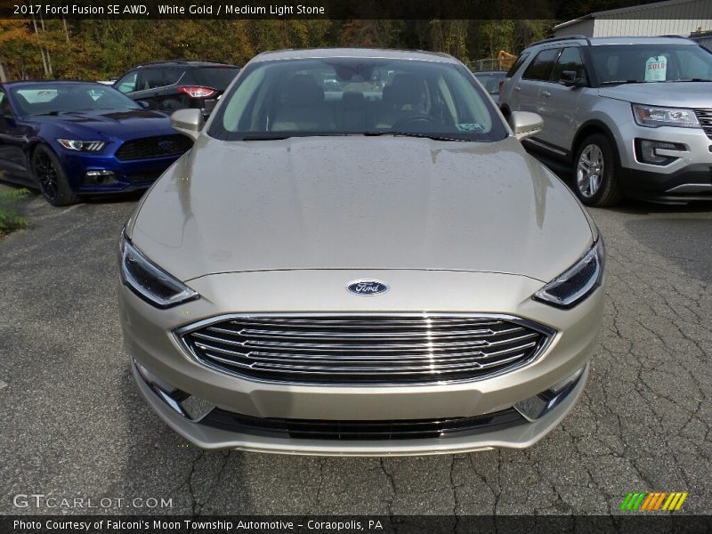 White Gold / Medium Light Stone 2017 Ford Fusion SE AWD