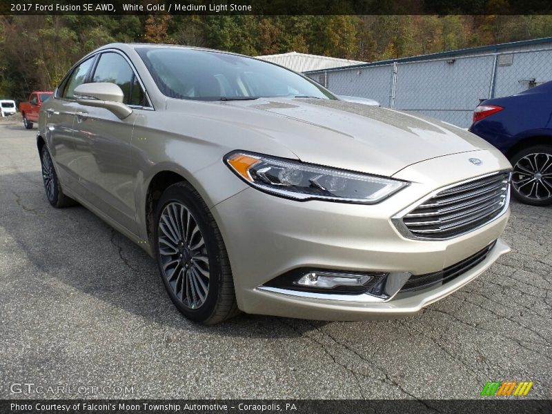 White Gold / Medium Light Stone 2017 Ford Fusion SE AWD