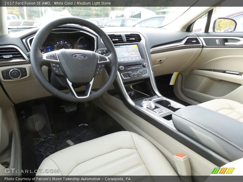 White Gold / Medium Light Stone 2017 Ford Fusion SE AWD