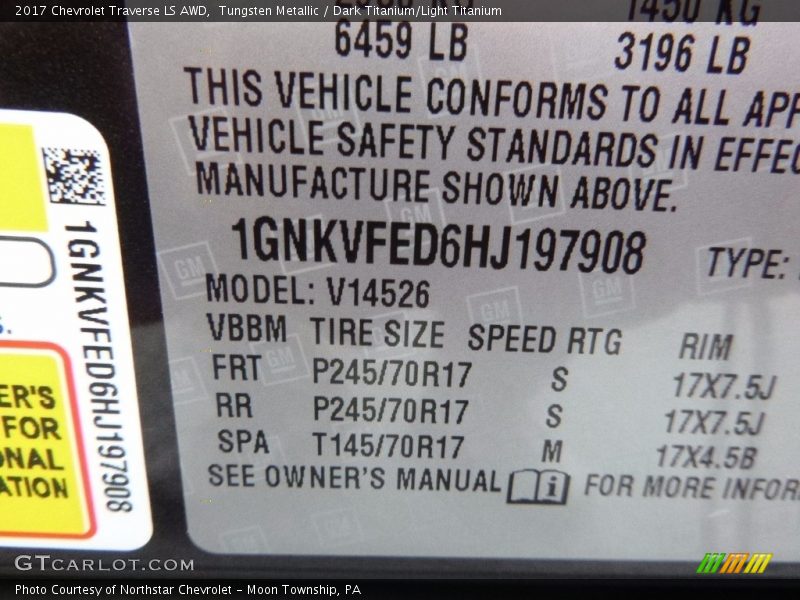 Tungsten Metallic / Dark Titanium/Light Titanium 2017 Chevrolet Traverse LS AWD