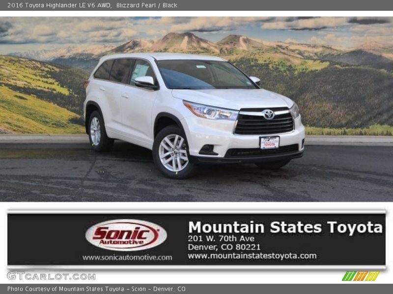 Blizzard Pearl / Black 2016 Toyota Highlander LE V6 AWD