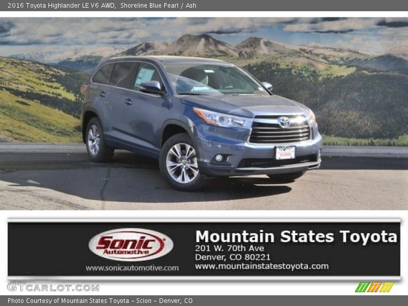 Shoreline Blue Pearl / Ash 2016 Toyota Highlander LE V6 AWD