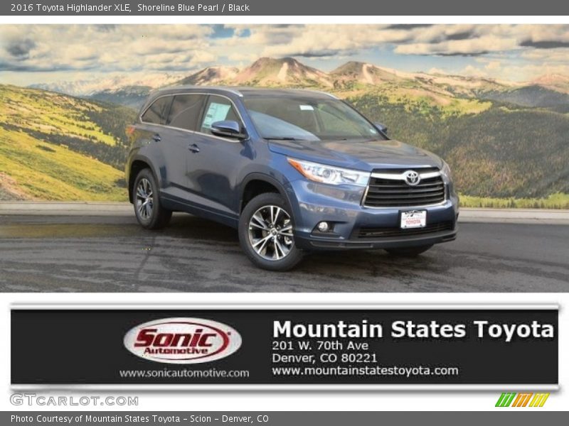 Shoreline Blue Pearl / Black 2016 Toyota Highlander XLE