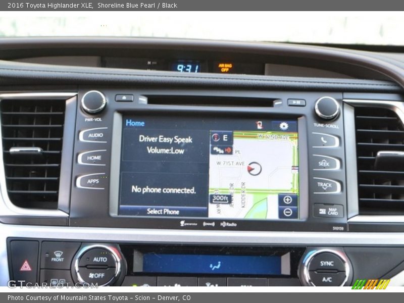 Shoreline Blue Pearl / Black 2016 Toyota Highlander XLE