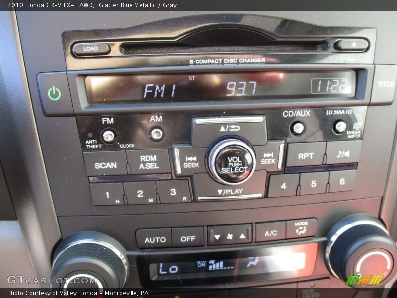 Glacier Blue Metallic / Gray 2010 Honda CR-V EX-L AWD