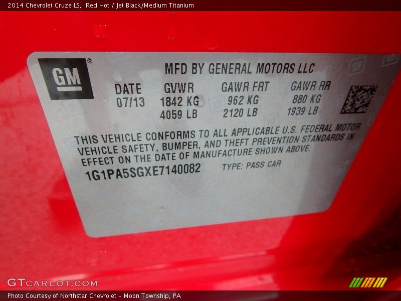 Red Hot / Jet Black/Medium Titanium 2014 Chevrolet Cruze LS