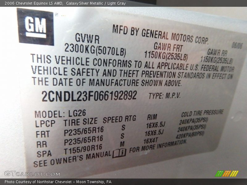 Galaxy Silver Metallic / Light Gray 2006 Chevrolet Equinox LS AWD