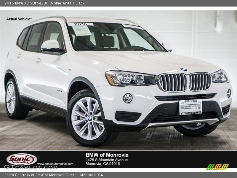 Alpine White / Black 2016 BMW X3 xDrive28i