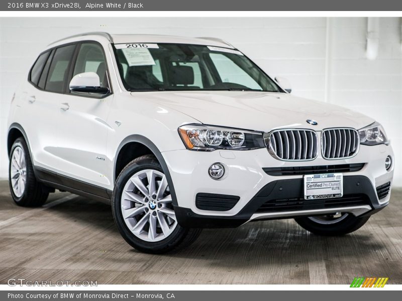 Alpine White / Black 2016 BMW X3 xDrive28i