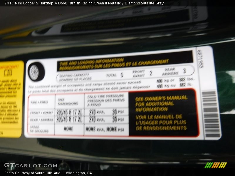 British Racing Green II Metallic / Diamond Satellite Gray 2015 Mini Cooper S Hardtop 4 Door