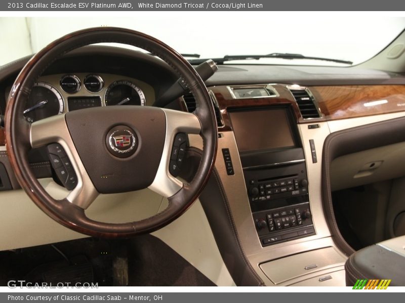 White Diamond Tricoat / Cocoa/Light Linen 2013 Cadillac Escalade ESV Platinum AWD