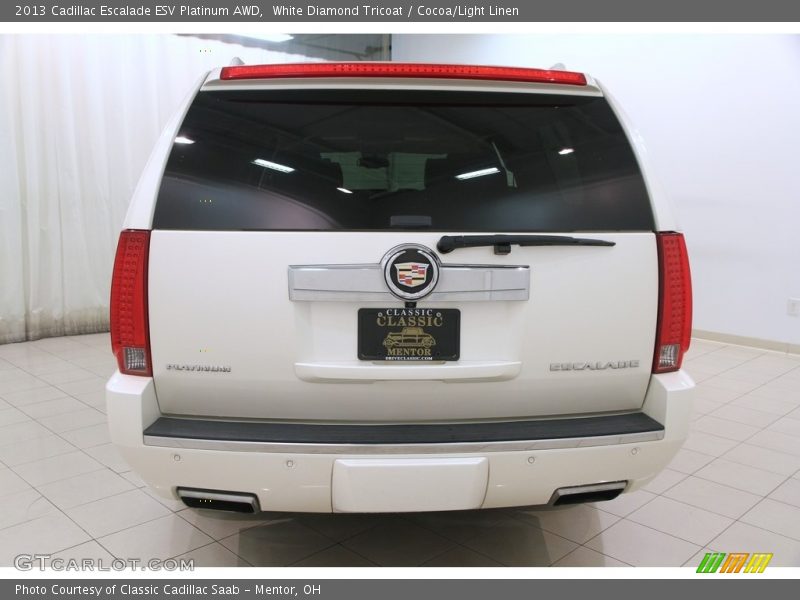 White Diamond Tricoat / Cocoa/Light Linen 2013 Cadillac Escalade ESV Platinum AWD