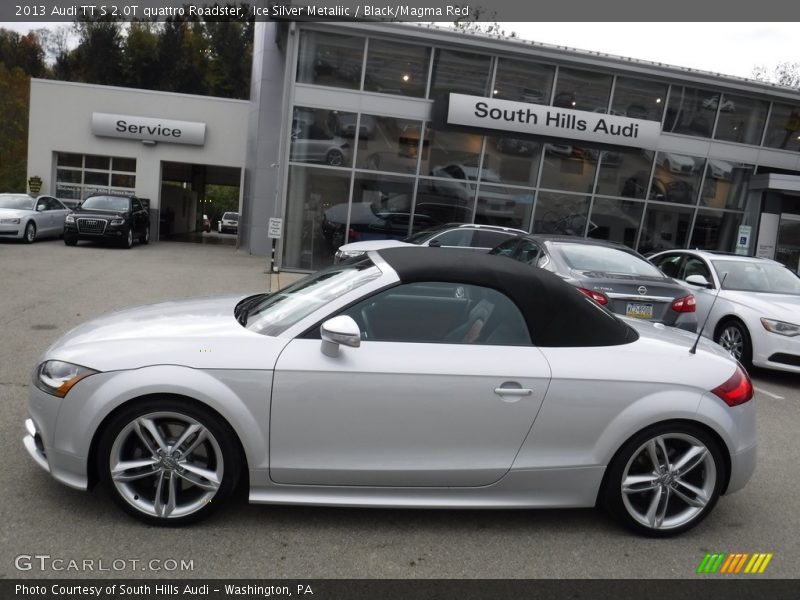 Ice Silver Metaliic / Black/Magma Red 2013 Audi TT S 2.0T quattro Roadster