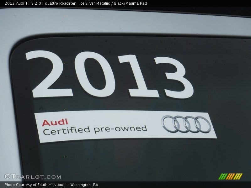 Ice Silver Metaliic / Black/Magma Red 2013 Audi TT S 2.0T quattro Roadster