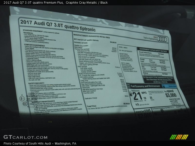 Graphite Gray Metallic / Black 2017 Audi Q7 3.0T quattro Premium Plus