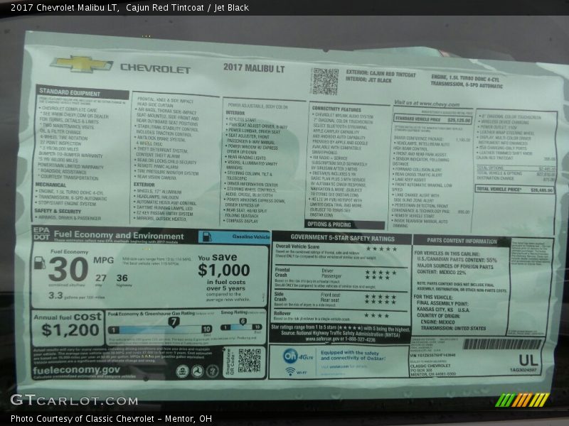 Cajun Red Tintcoat / Jet Black 2017 Chevrolet Malibu LT