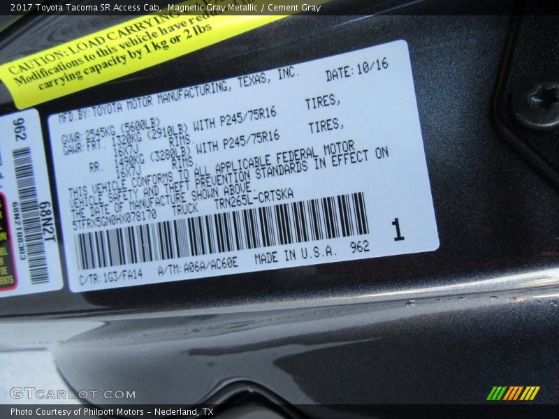 Magnetic Gray Metallic / Cement Gray 2017 Toyota Tacoma SR Access Cab