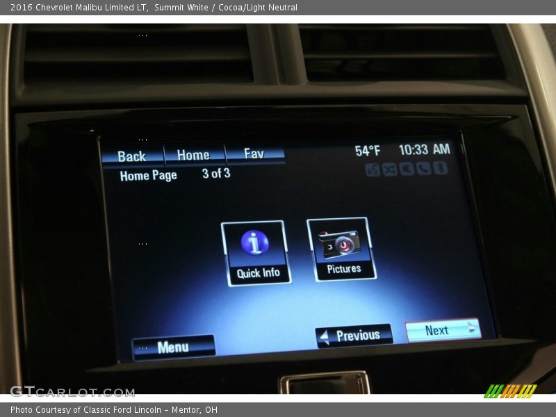 Summit White / Cocoa/Light Neutral 2016 Chevrolet Malibu Limited LT