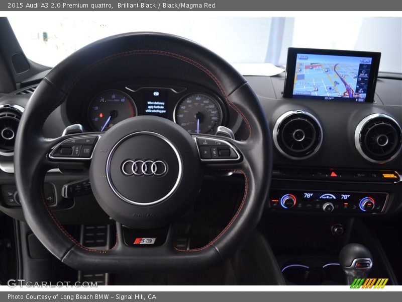 Brilliant Black / Black/Magma Red 2015 Audi A3 2.0 Premium quattro