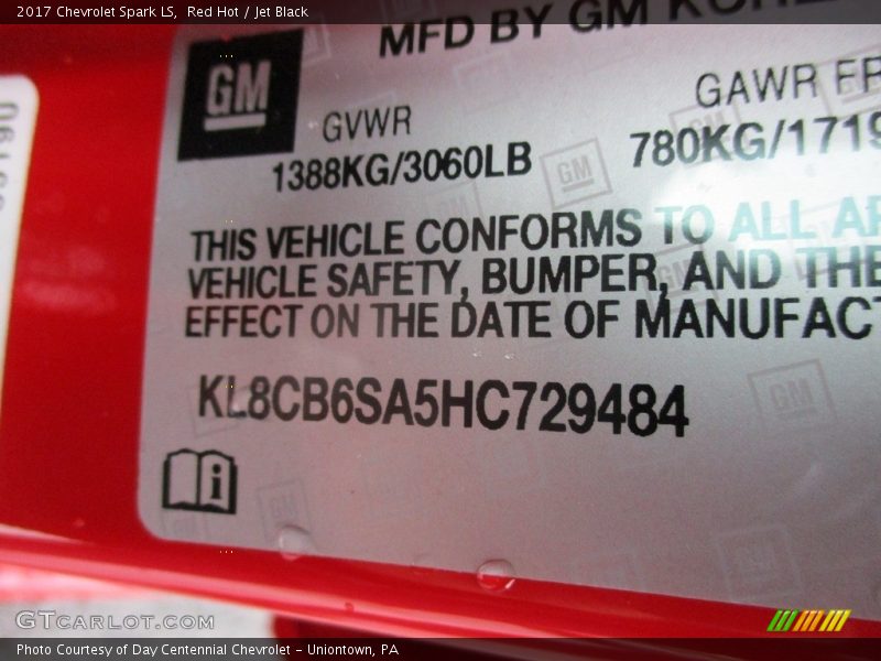 Red Hot / Jet Black 2017 Chevrolet Spark LS