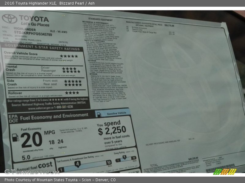 Blizzard Pearl / Ash 2016 Toyota Highlander XLE