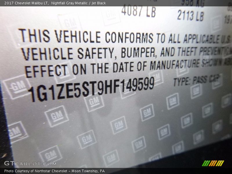Nightfall Gray Metallic / Jet Black 2017 Chevrolet Malibu LT