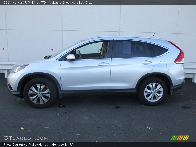 Alabaster Silver Metallic / Gray 2014 Honda CR-V EX-L AWD