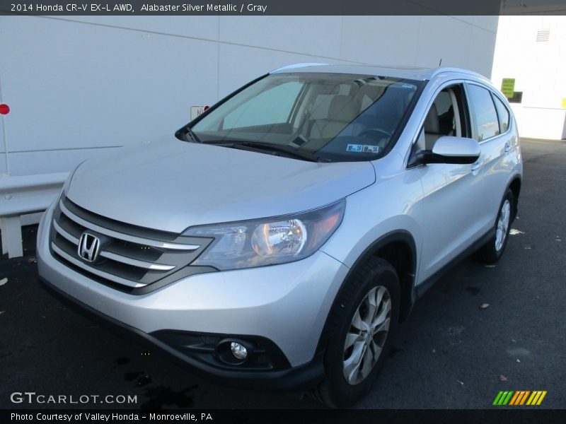 Alabaster Silver Metallic / Gray 2014 Honda CR-V EX-L AWD