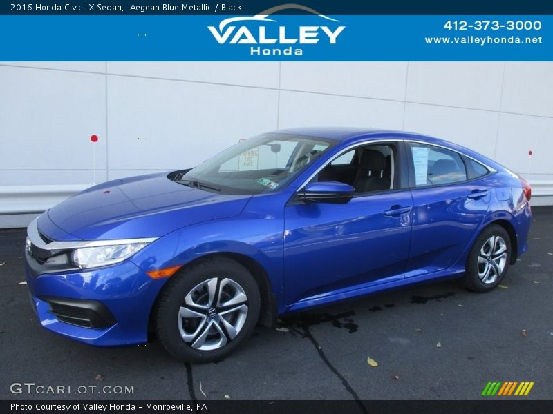 Aegean Blue Metallic / Black 2016 Honda Civic LX Sedan